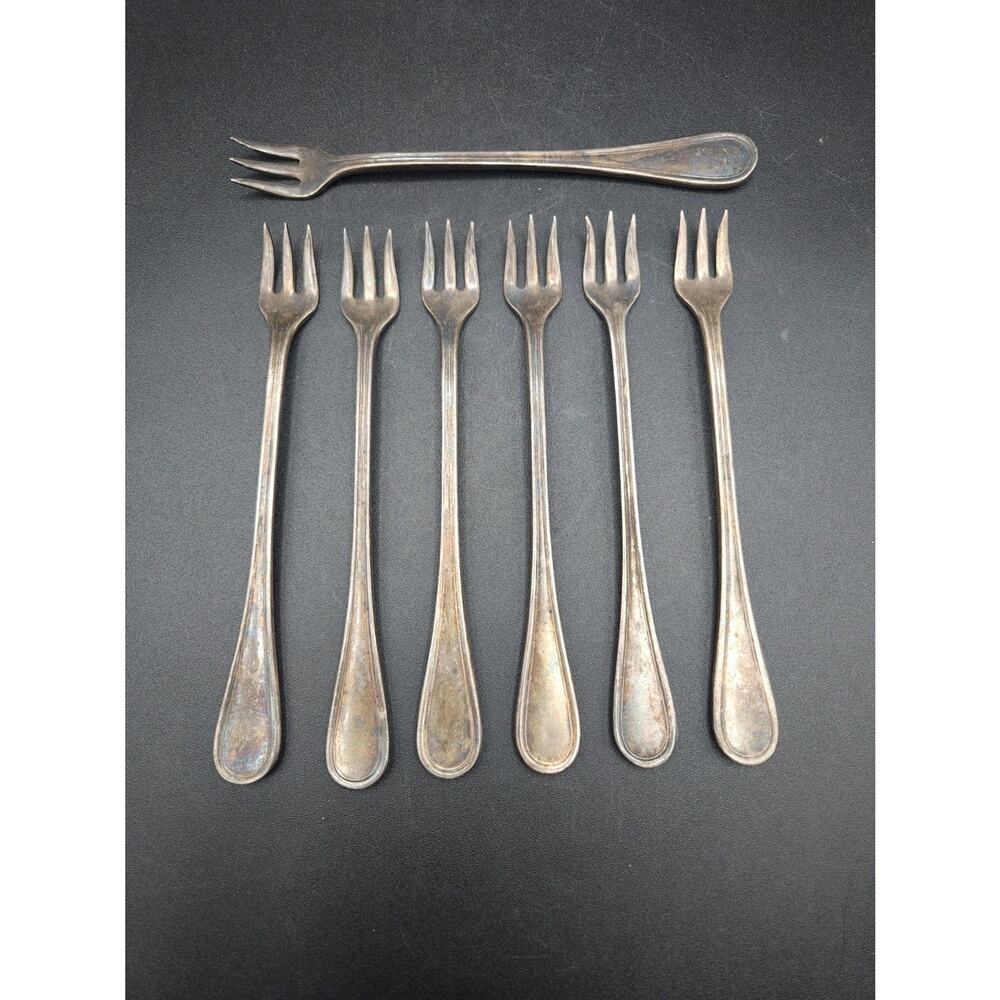 Vintage USN Seafood Forks US Navy Crown Hallmark Set of 7 mini Forks